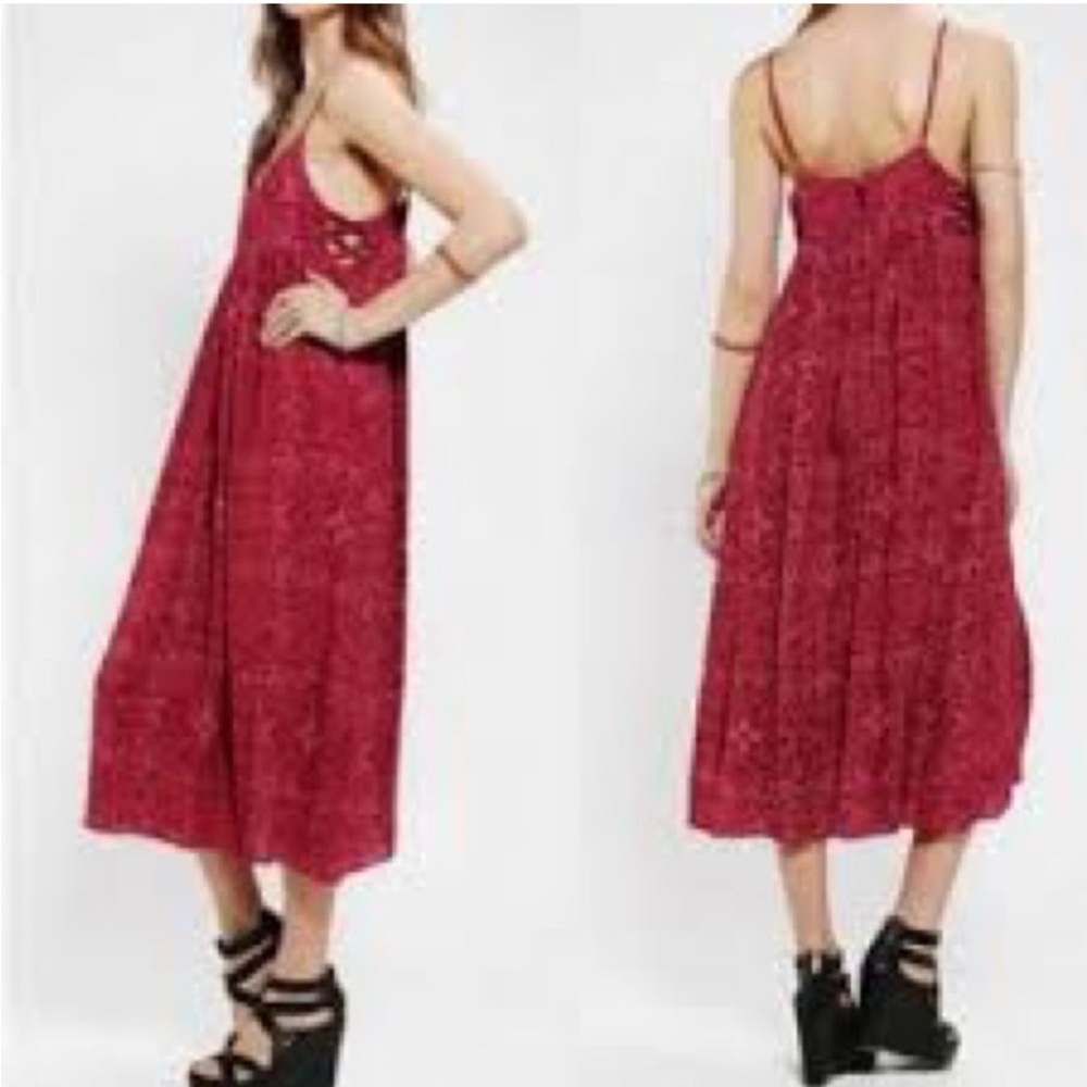 Urban Outfitters Midi Dress adjustable spaghetti strap hot pink boho size S